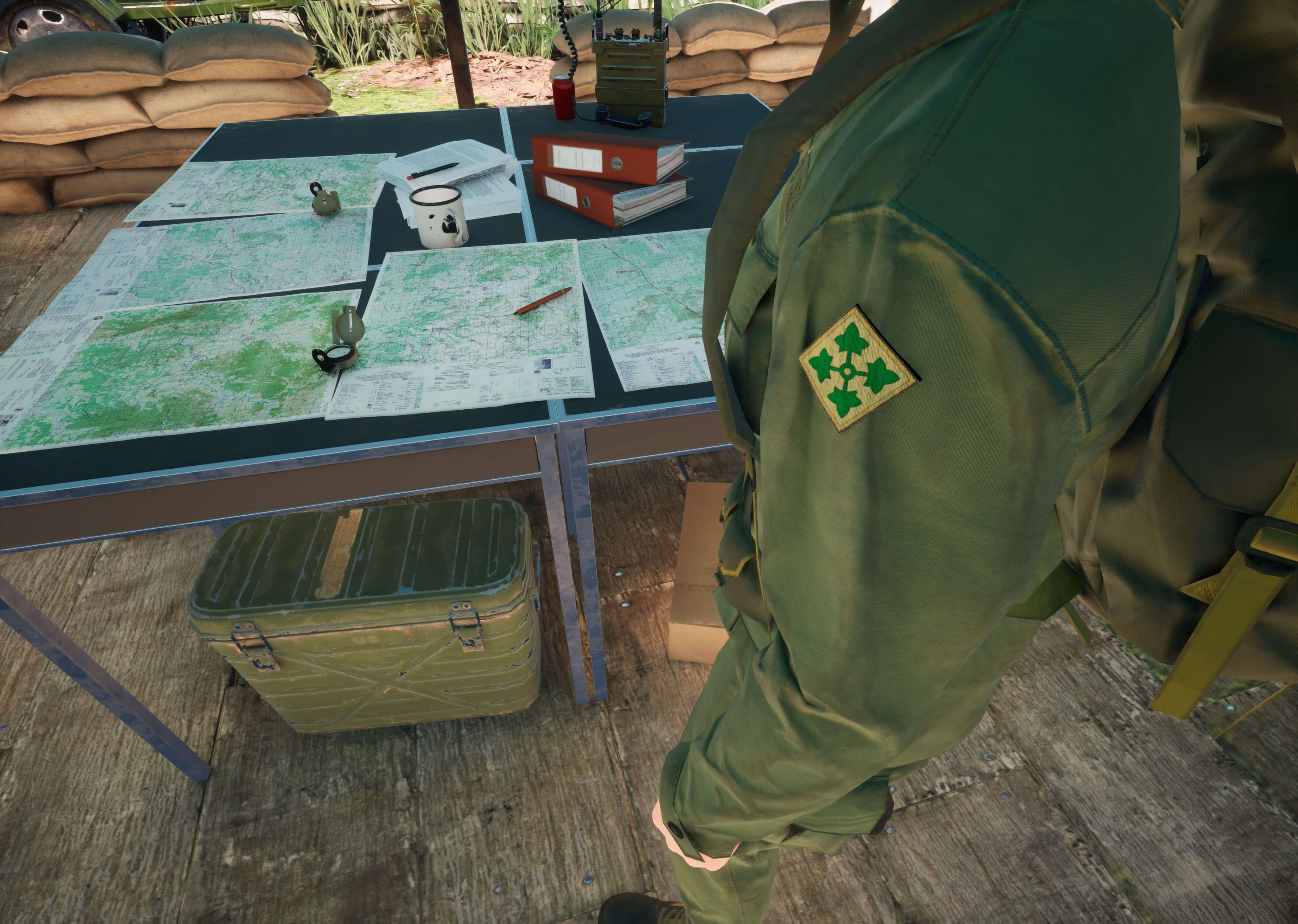 A soldier sporting the authentic 4th Infantry Division patch