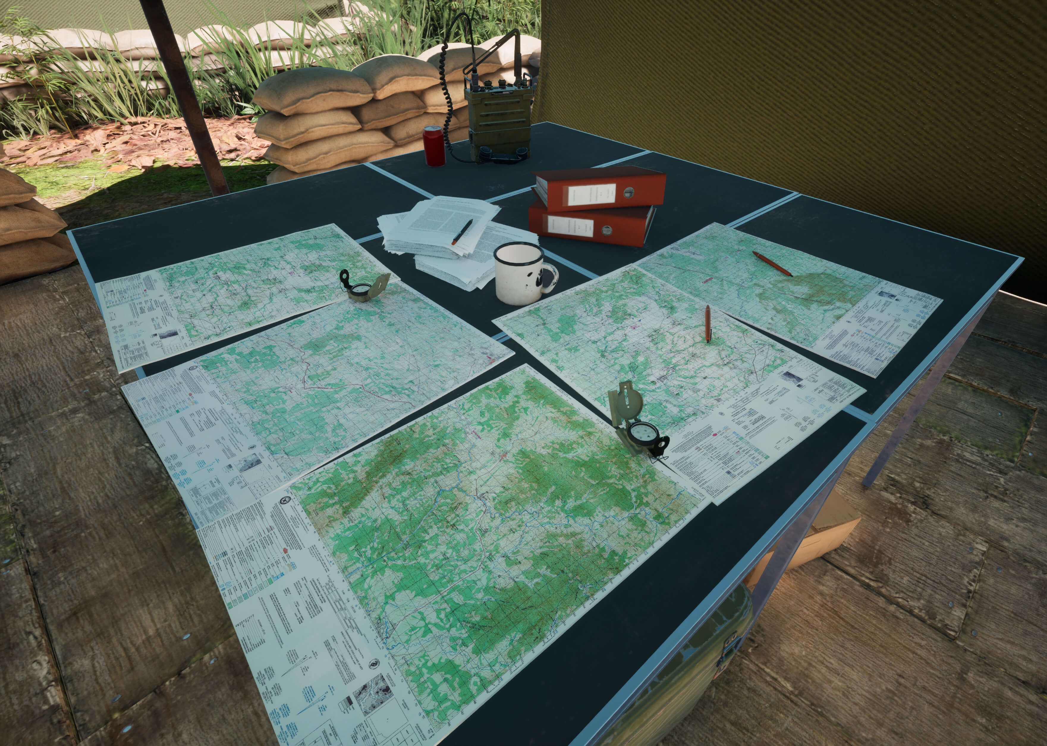 The mission planning table within the Command Tent