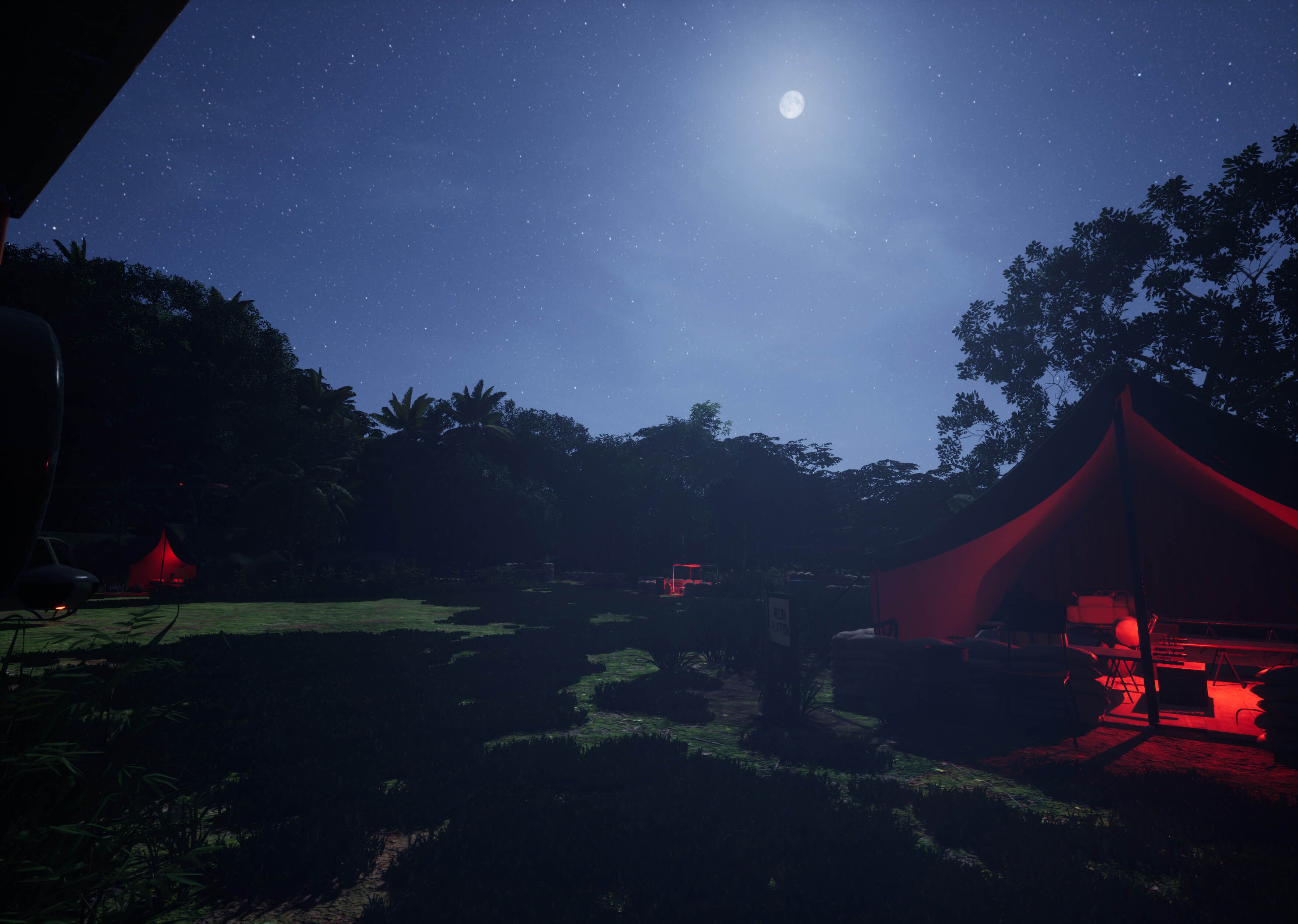 The fire support base at night time