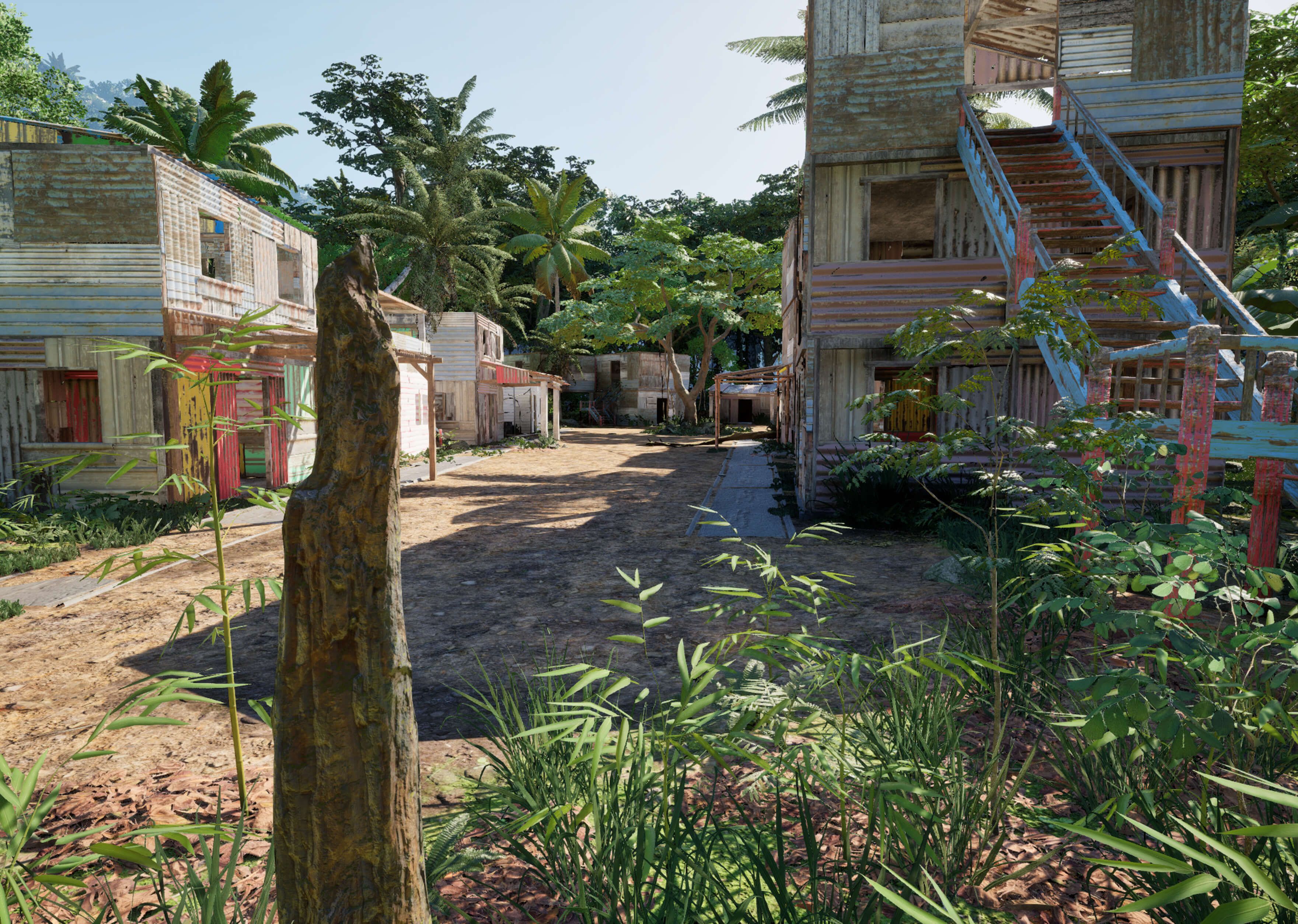 A shanty town on the outskirts of the jungle