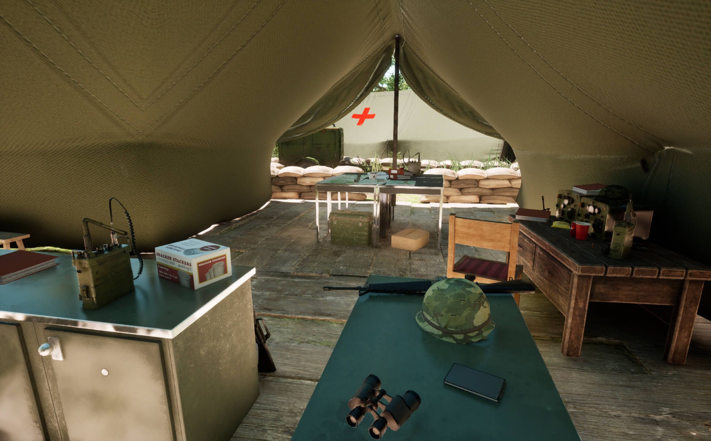 Inside the command tent