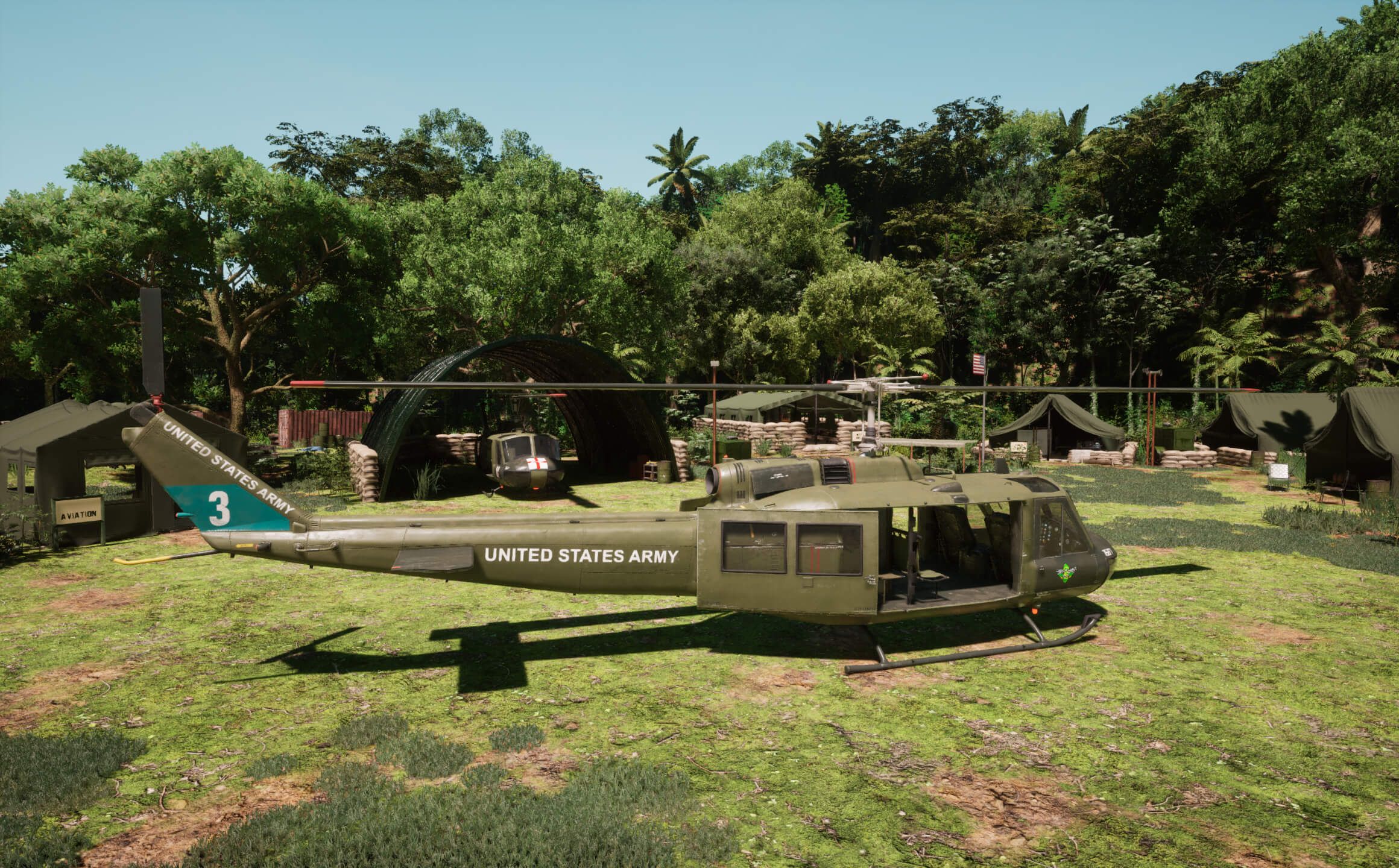 The Huey's stationed at the fire support base