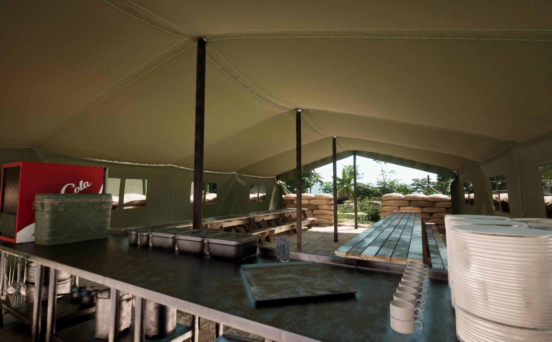 Inside the Mess Hall at the fire support base